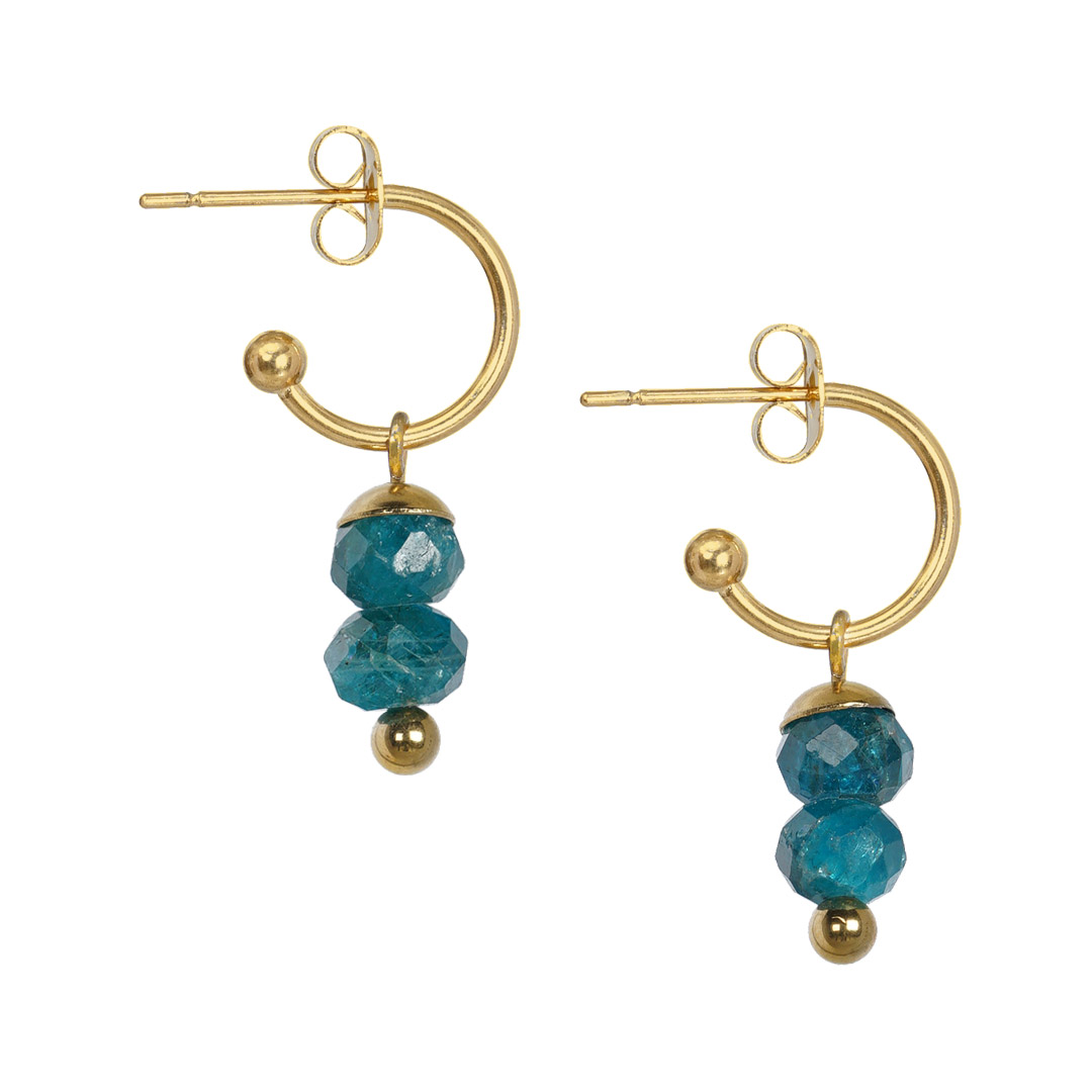 Oorbellen edelsteen blauw Apatiet 2 facet goud 838 20