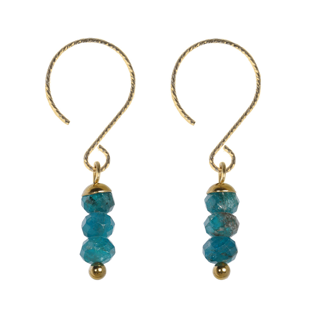 Oorbellen edelsteen blauw Apatiet 3 facet goud 840 20