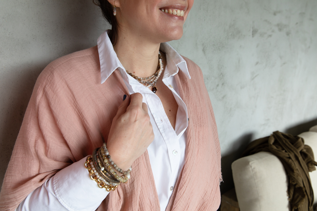 Katoenen Sjaal roze Poncho Pim 972 04