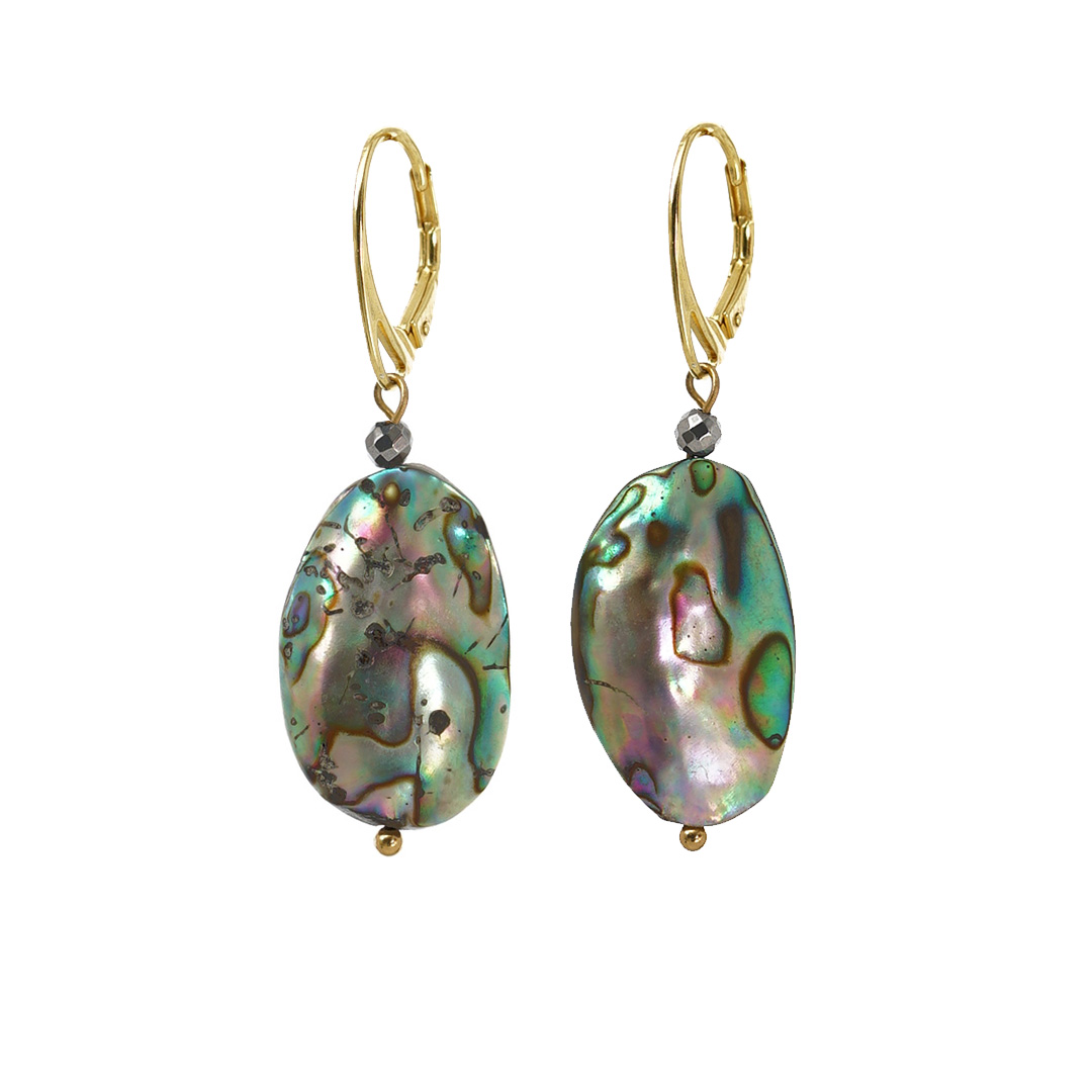 Schelp oorbellen Paua goud 742 71G