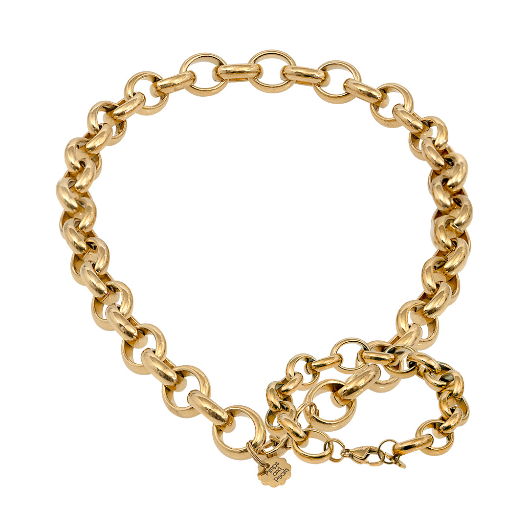 Sieradenset schakelketting armband goud ovaal grof 1060 03
