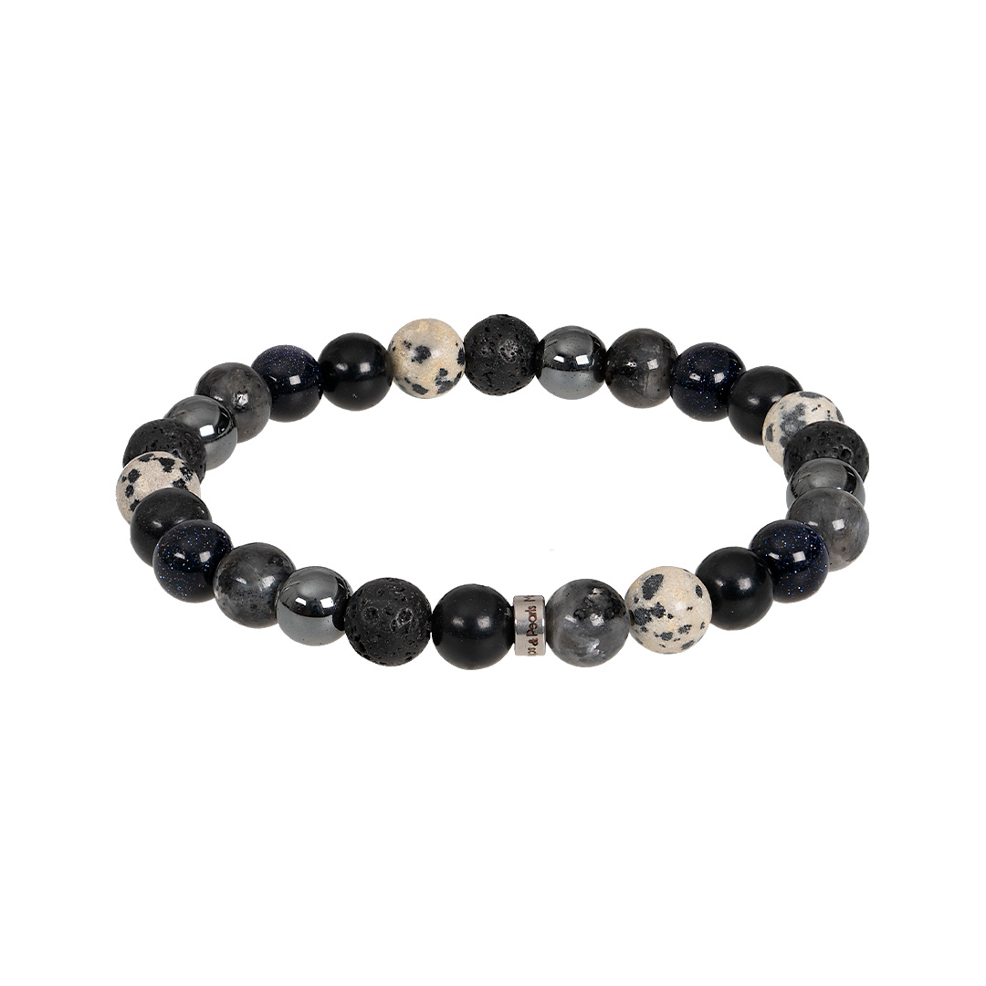 edelsteen heren armband Onyx Larvikiet grijs zwart mix Rock 710 33