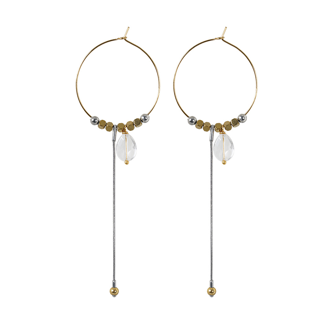 edelsteen oorbellen goud wit Bergkristal 742 76