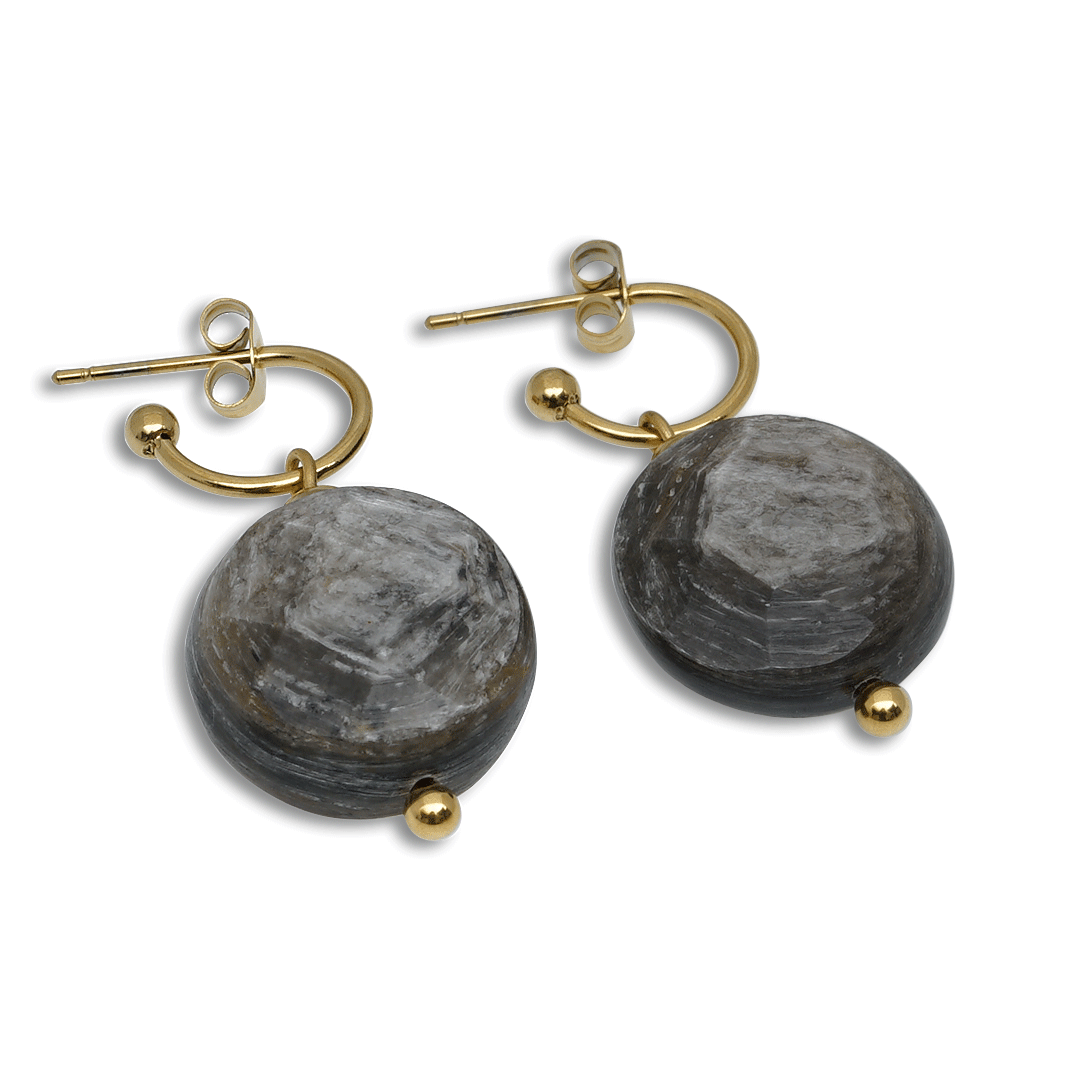 goud oorbellen schelp blacklip naturel 628 56G