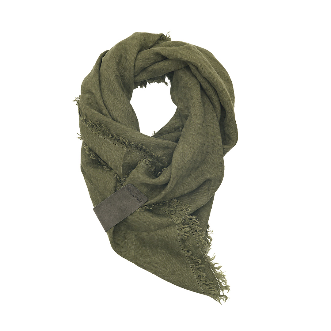 linnen sjaal mosgroen vierkant 140 cm x 140 cm basic 278 53